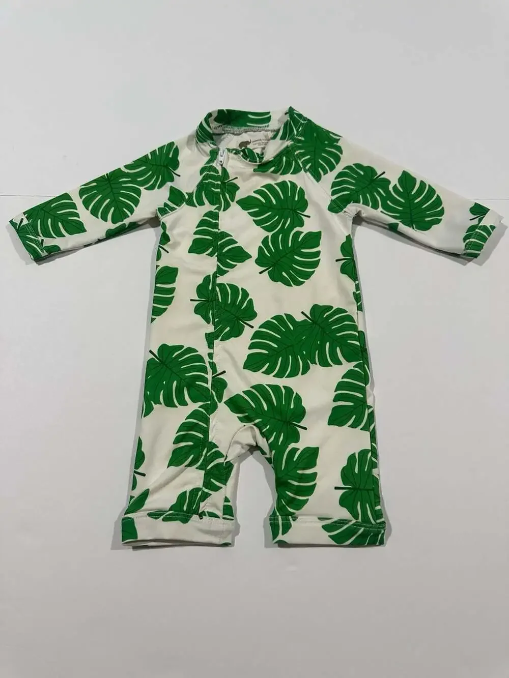 Monica + Andy Baby Long Sleeve Rash Guard Swimsuit in Palm Leaf Print
